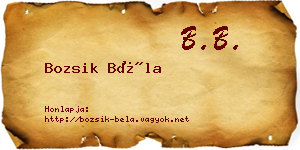 Bozsik Béla névjegykártya